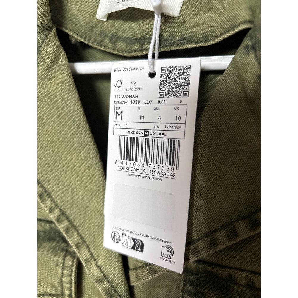 Mango Womens Olive Green Utility Jacket With Pockets, new with tags, Size M - Picture 3 of 5